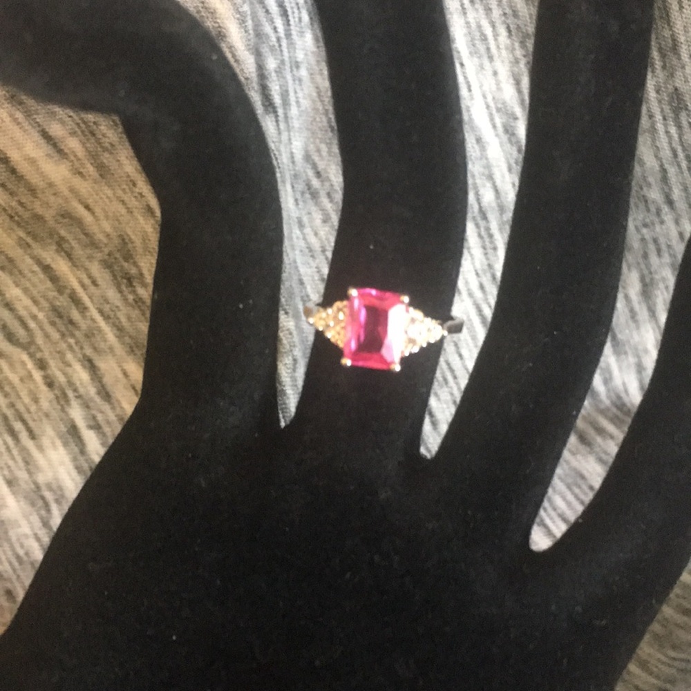 Pink tourmaline sterling silver ring A12